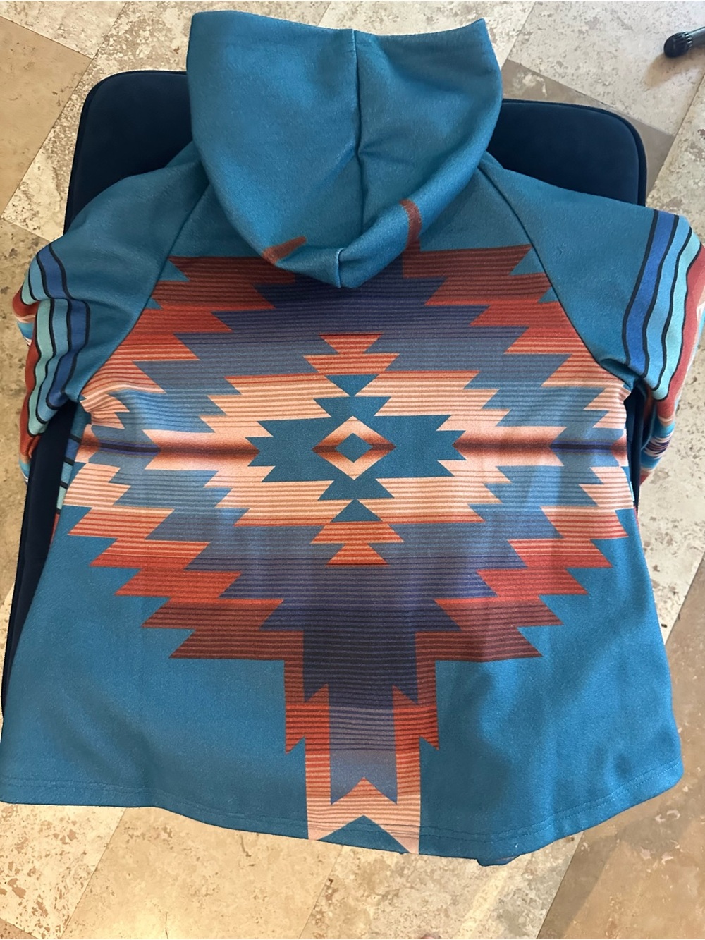 Turquoise Aztec Pattern Toggle Jacket - Picture 12 of 13